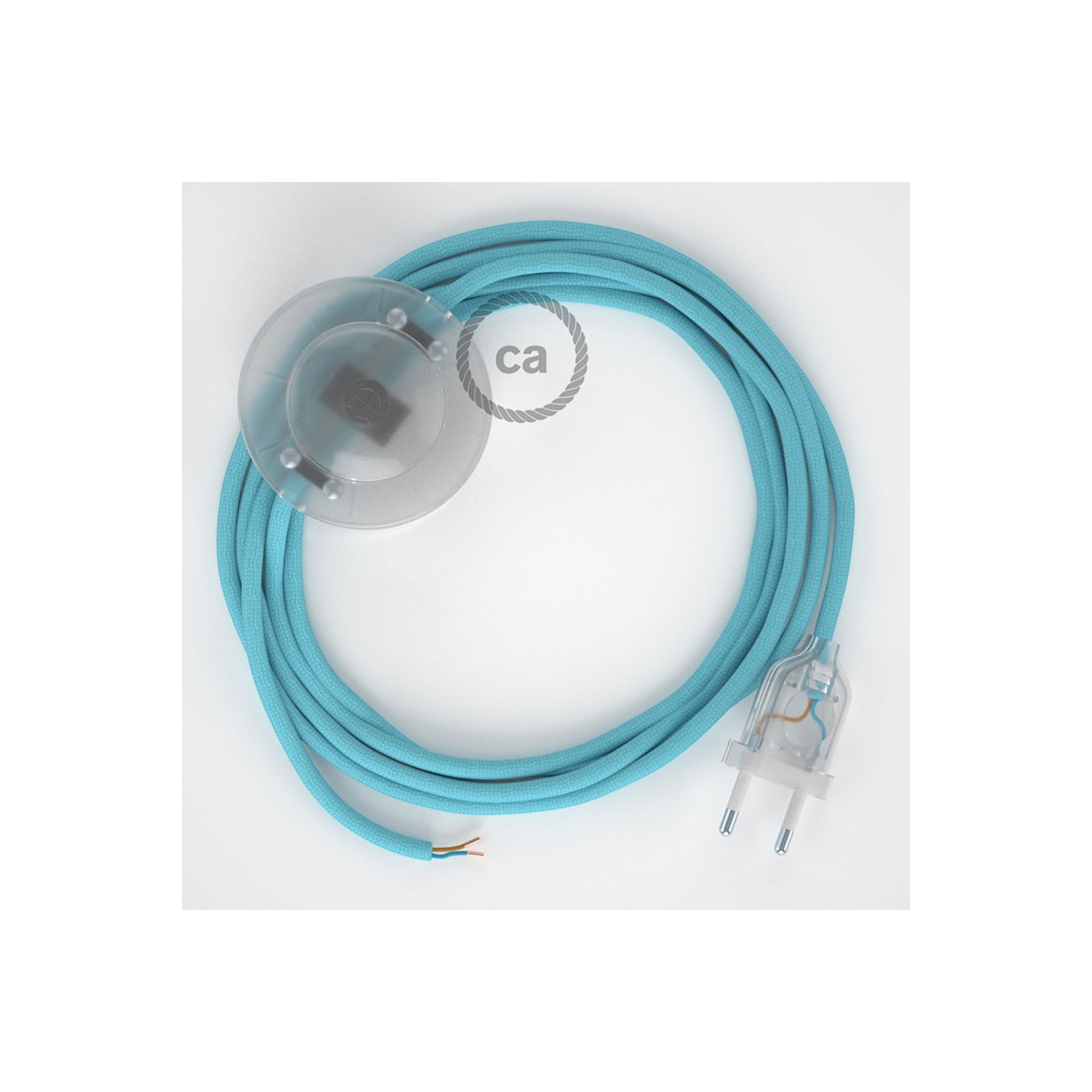 Napájací kábel pre podlahovú lampu, RM17 Svetlo modrý hodvábny 3 m. Vyberte si farbu zástrčky a vypínača.