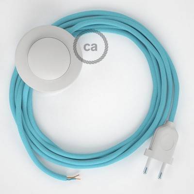 Napájací kábel pre podlahovú lampu, RM17 Svetlo modrý hodvábny 3 m. Vyberte si farbu zástrčky a vypínača.