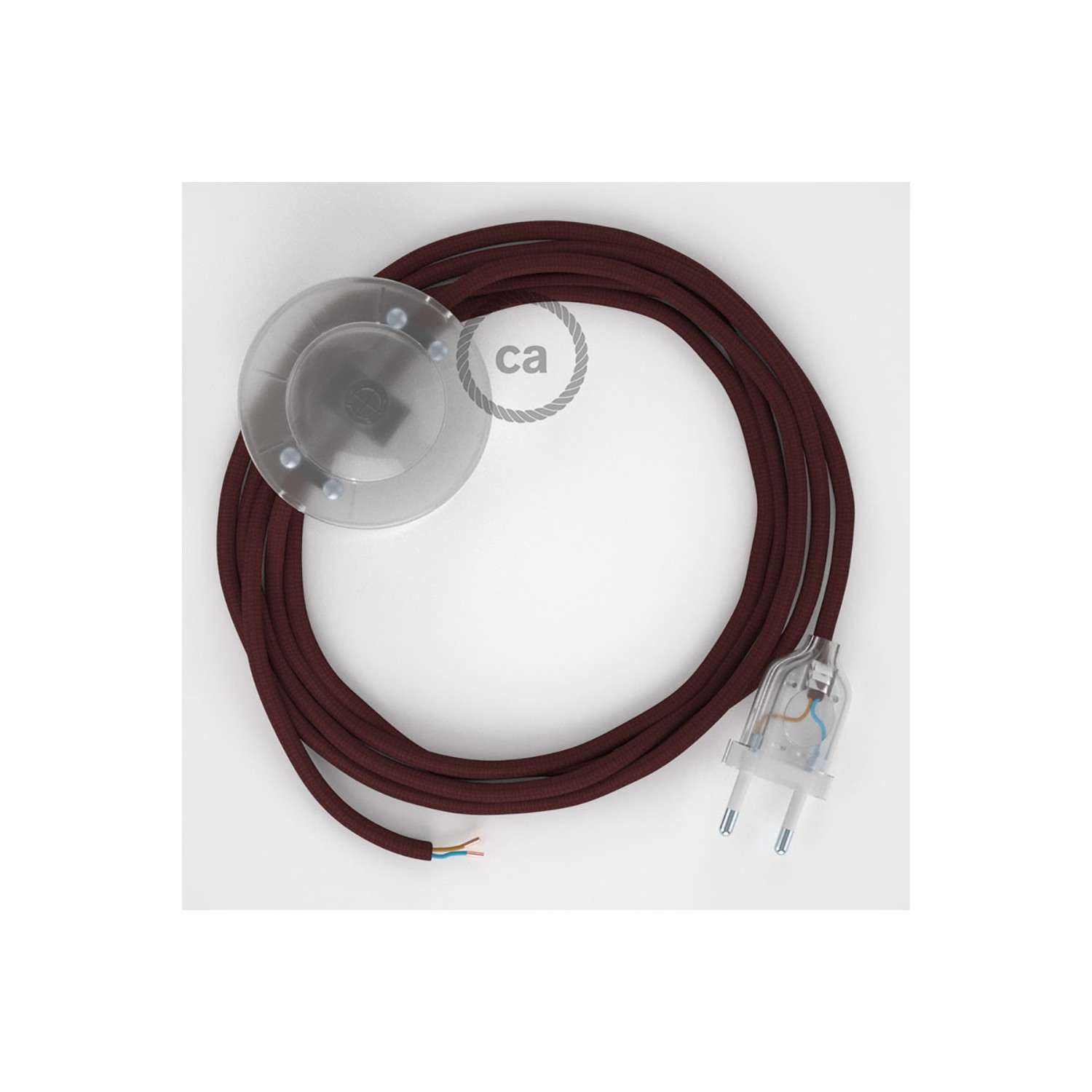 Napájací kábel pre podlahovú lampu, RM19 Bordový hodvábny 3 m. Vyberte si farbu zástrčky a vypínača.