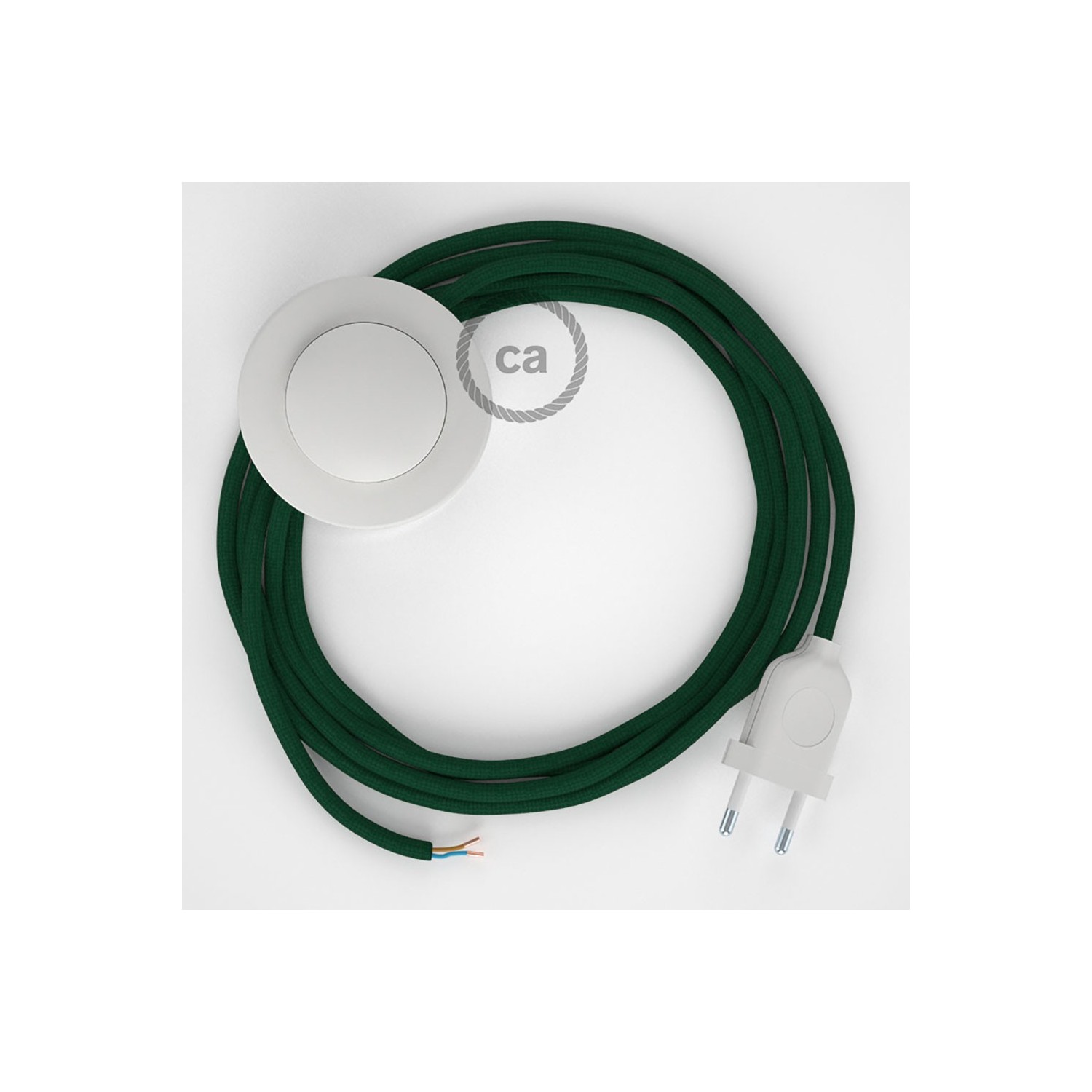 Napájací kábel pre podlahovú lampu, RM21 Tmavo zelený hodvábny 3 m. Vyberte si farbu zástrčky a vypínača.