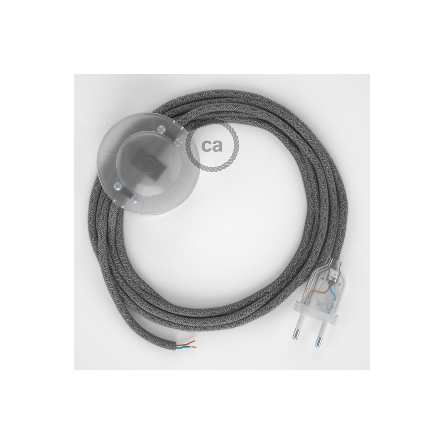 Napájací kábel pre podlahovú lampu, RN02 Šedý ľanový 3 m. Vyberte si farbu zástrčky a vypínača.