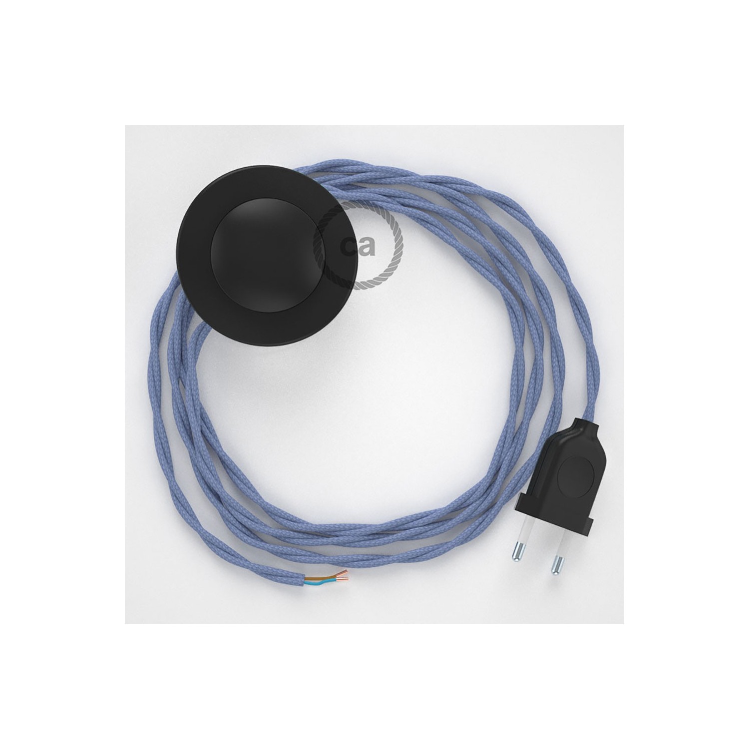 Napájací kábel pre podlahovú lampu, TM07 Lila hodvábny 3 m. Vyberte si farbu zástrčky a vypínača.
