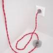 Napájací kábel pre podlahovú lampu, TM08 Fuchsiový hodvábny 3 m. Vyberte si farbu zástrčky a vypínača.