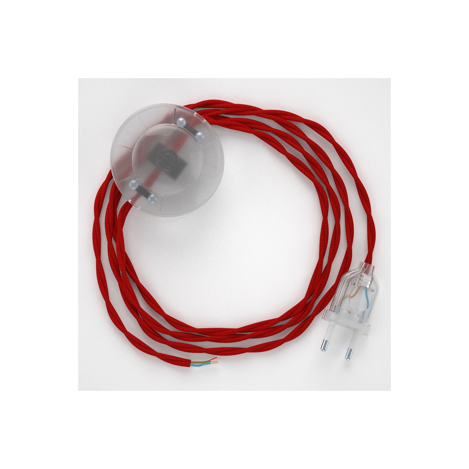 Napájací kábel pre podlahovú lampu, TM09 Červený hodvábny 3 m. Vyberte si farbu zástrčky a vypínača.