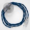 Napájací kábel pre podlahovú lampu, TM12 Modrý hodvábny 3 m. Vyberte si farbu zástrčky a vypínača.