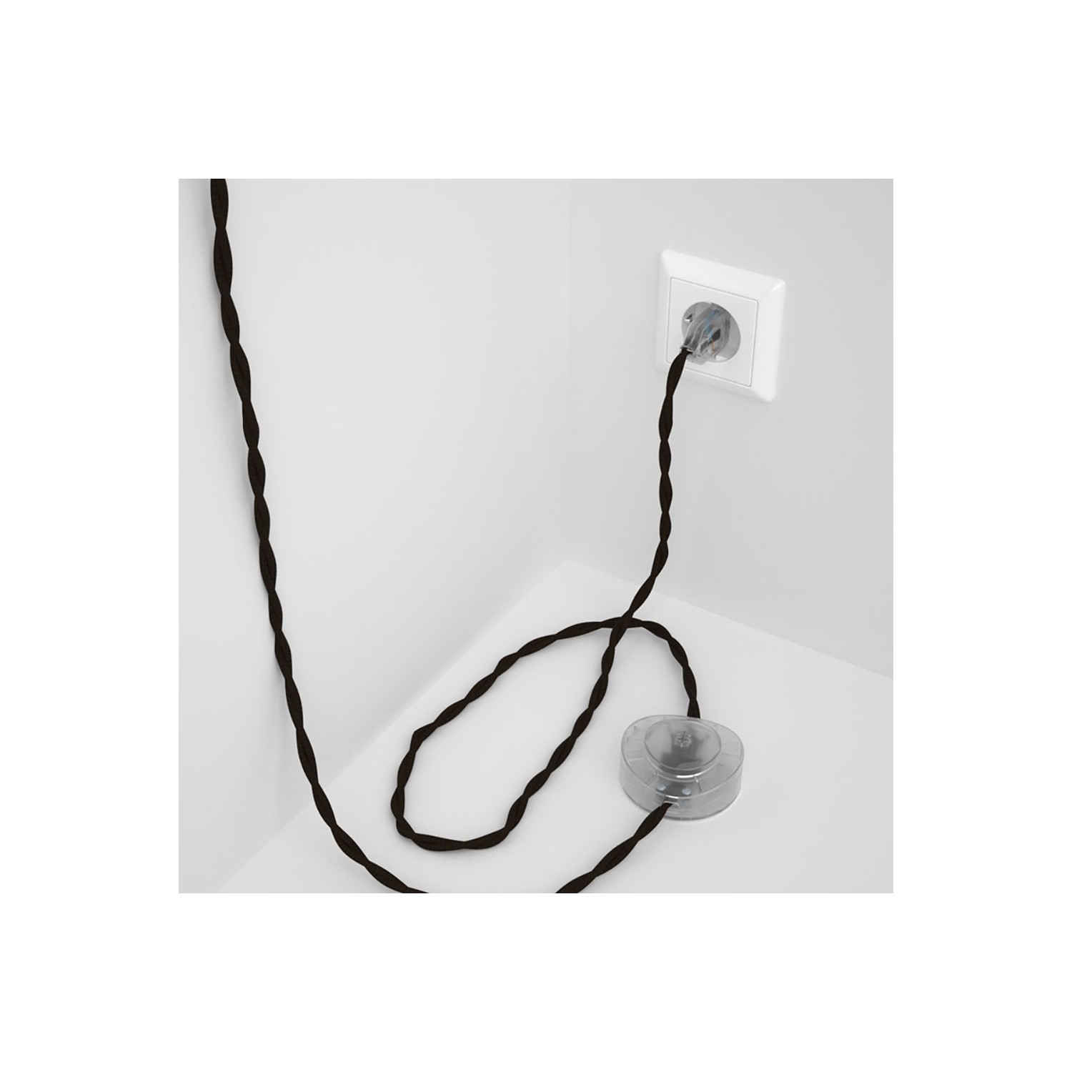 Napájací kábel pre podlahovú lampu, TM13 Hnedý hodvábny 3 m. Vyberte si farbu zástrčky a vypínača.
