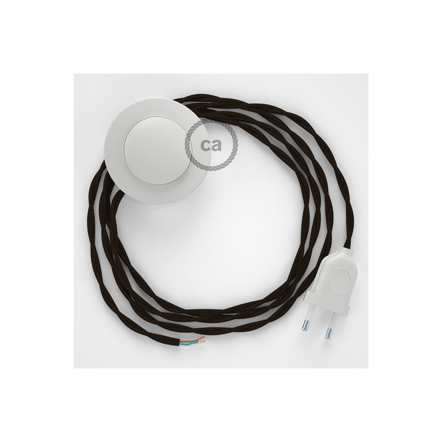 Napájací kábel pre podlahovú lampu, TM13 Hnedý hodvábny 3 m. Vyberte si farbu zástrčky a vypínača.