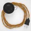 Napájací kábel pre podlahovú lampu, TM05 Zlatý hodvábny 3 m. Vyberte si farbu zástrčky a vypínača.