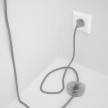 Napájací kábel pre podlahovú lampu, RL02 Trblietavý strieborný hodvábny 3 m. Vyberte si farbu zástrčky a vypínača.