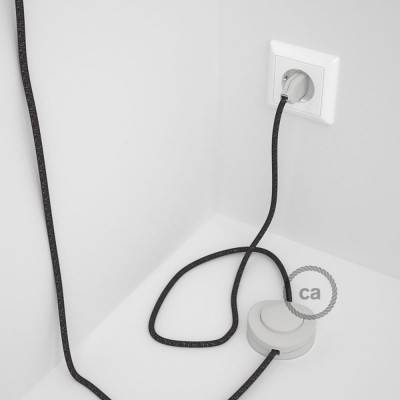 Napájací kábel pre podlahovú lampu, RL03 Trblietavý šedý hodvábny 3 m. Vyberte si farbu zástrčky a vypínača.
