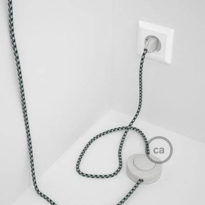Napájací kábel pre podlahovú lampu, RP04 Bielo - čierny hodvábny 3 m. Vyberte si farbu zástrčky a vypínača.