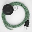 Napájací kábel pre podlahovú lampu, RZ06 Cik - cak zelený hodvábny 3 m. Vyberte si farbu zástrčky a vypínača.