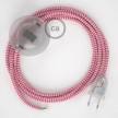 Napájací kábel pre podlahovú lampu, RZ08 Cik - cak fuchsiový hodvábny 3 m. Vyberte si farbu zástrčky a vypínača.
