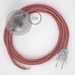Napájací kábel pre podlahovú lampu, RZ09 Cik - cak červený hodvábny 3 m. Vyberte si farbu zástrčky a vypínača.