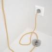 Napájací kábel pre podlahovú lampu, RZ10 Cik - cak žltý hodvábny 3 m. Vyberte si farbu zástrčky a vypínača.
