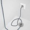 Napájací kábel pre podlahovú lampu, RZ12 Cik - cak modrý hodvábny 3 m. Vyberte si farbu zástrčky a vypínača.