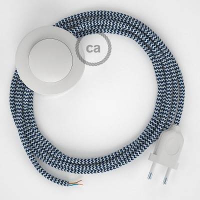 Napájací kábel pre podlahovú lampu, RZ12 Cik - cak modrý hodvábny 3 m. Vyberte si farbu zástrčky a vypínača.