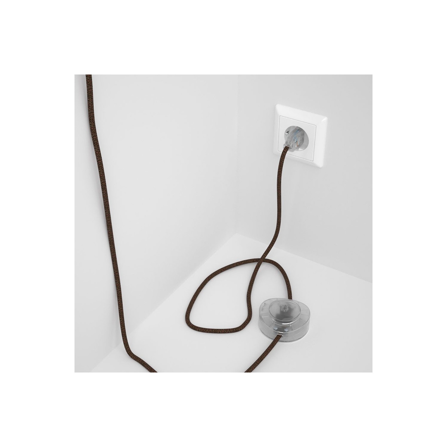 Napájací kábel pre podlahovú lampu, RL13 Trblietavý hnedý hodvábny 3 m. Vyberte si farbu zástrčky a vypínača.
