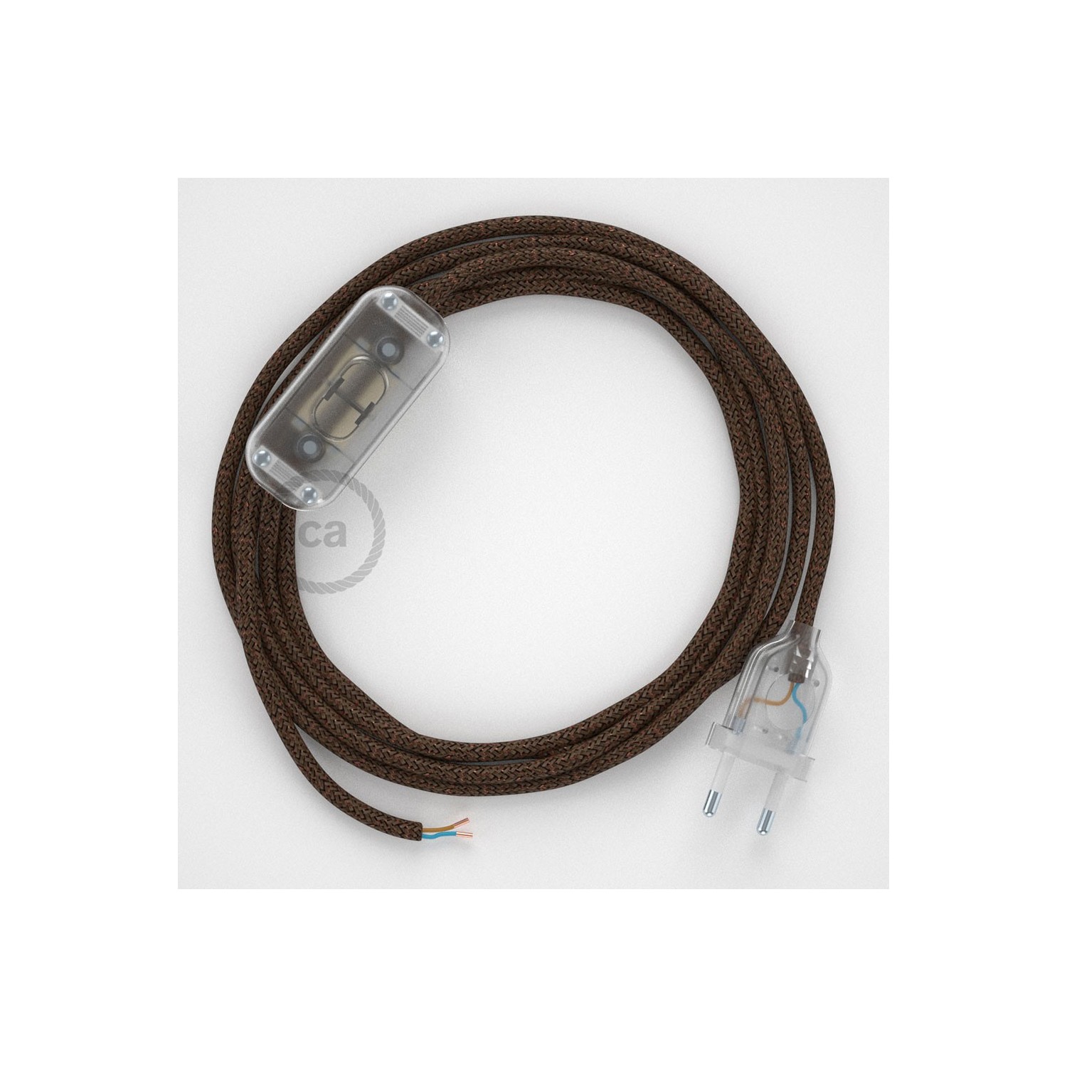 Napájací kábel pre stolnú lampu, RL13 Trblietavý hnedý hodvábny 1,80 m. Vyberte si farbu zástrčky a vypínača.