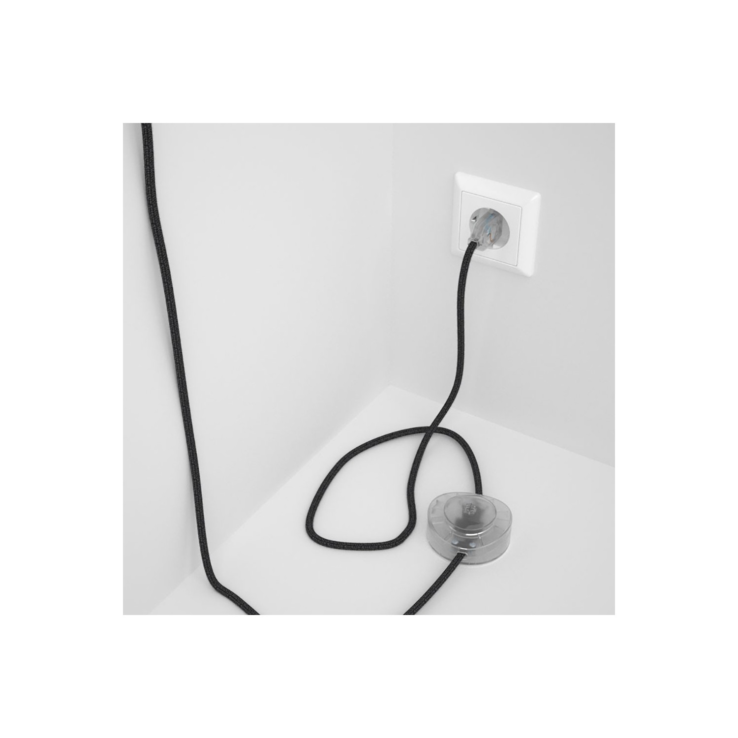 Napájací kábel pre podlahovú lampu, RN03 Antracitový ľanový 3 m. Vyberte si farbu zástrčky a vypínača.