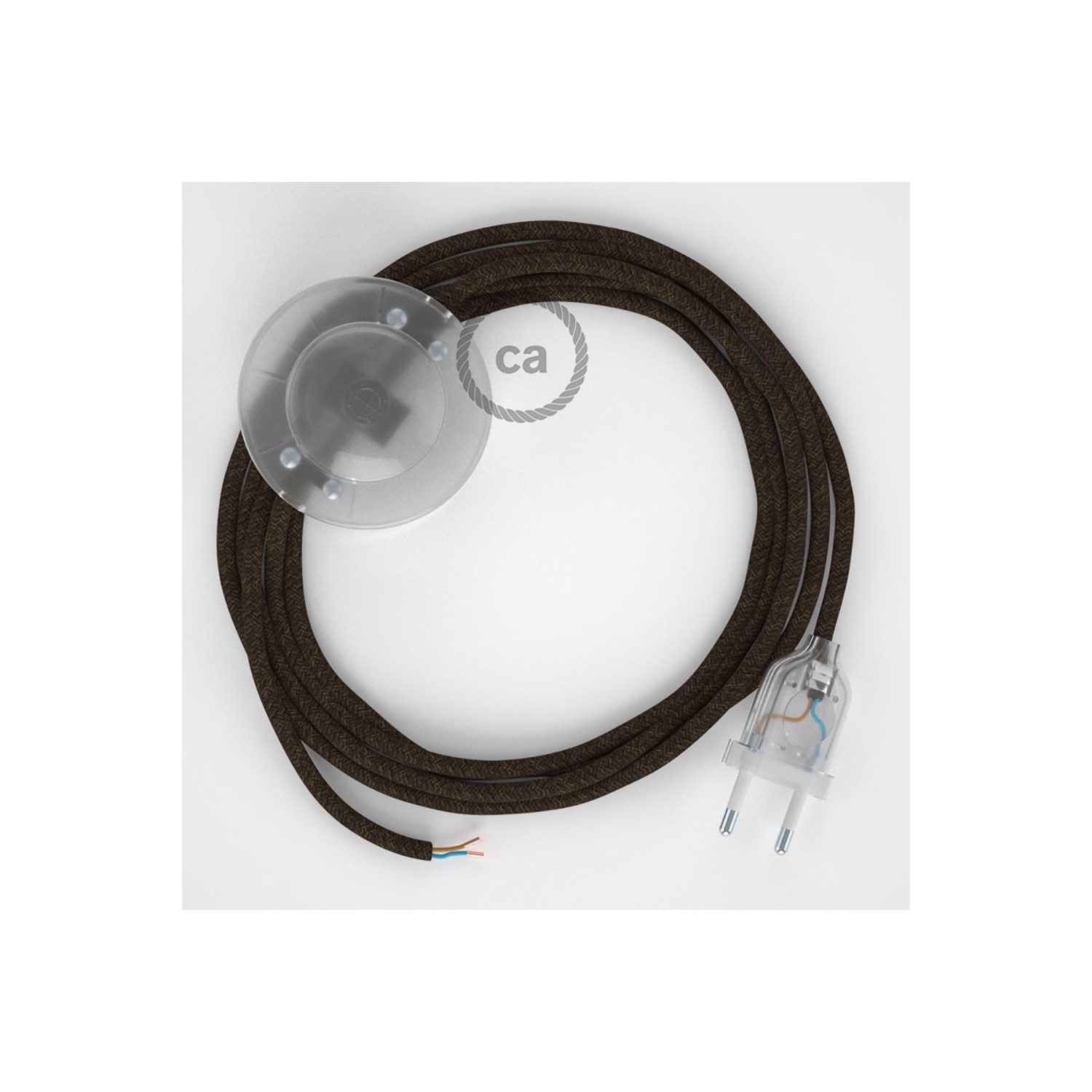 Napájací kábel pre podlahovú lampu, RN04 Hnedý ľanový 3 m. Vyberte si farbu zástrčky a vypínača.