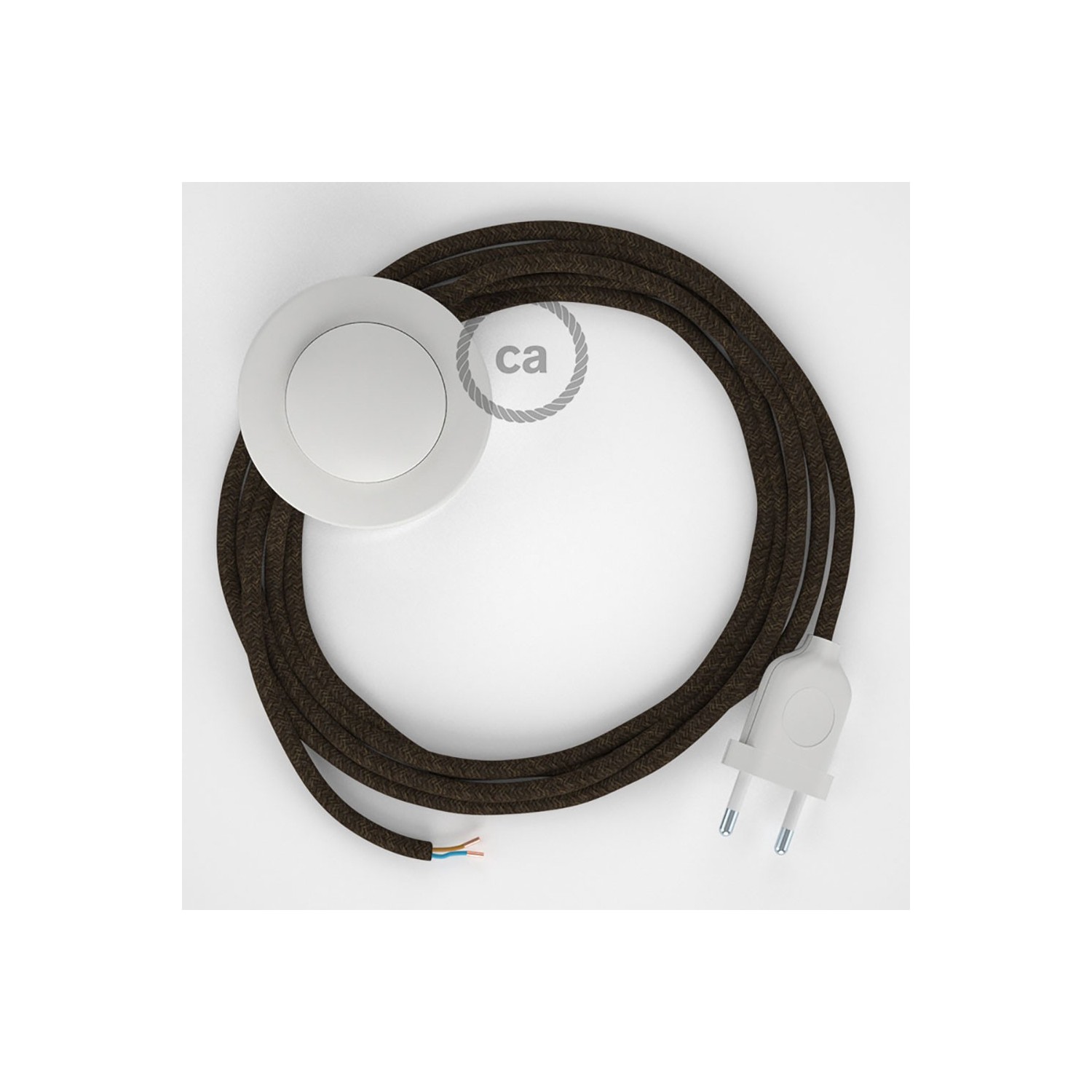 Napájací kábel pre podlahovú lampu, RN04 Hnedý ľanový 3 m. Vyberte si farbu zástrčky a vypínača.