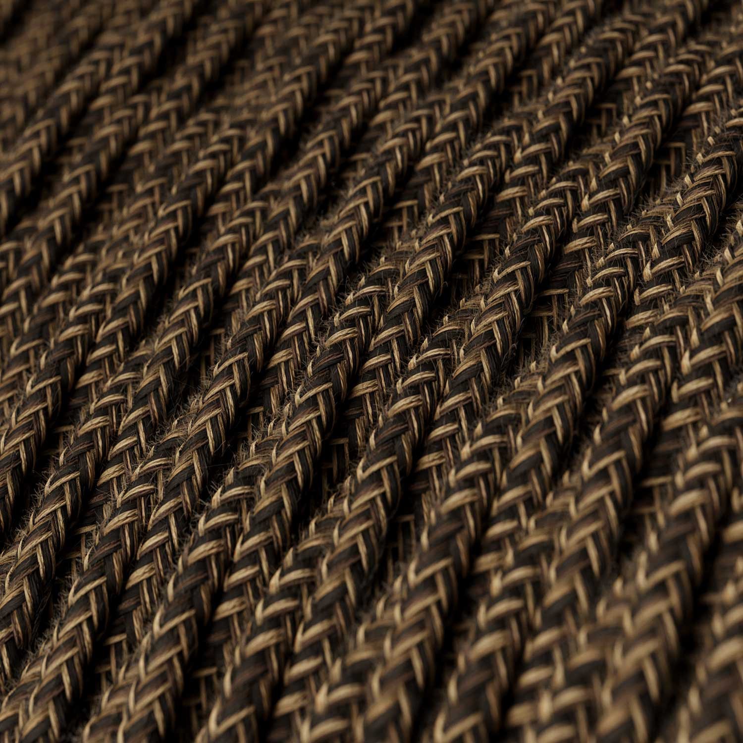 Stočený textilný elektrický kábel, ľan, prírodná hnedá farba TN04