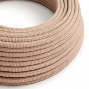 Okrúhly textilný elektrický kábel, bavlna - CikCak staroružová farba, ľan prírodná neutrálna farba RD71