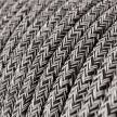 Okrúhly textilný elektrický kábel, bavlna - tvíd farba čierny ónyx ľan prírodná neutrálna farba a trblietavá konečná úprava RS81