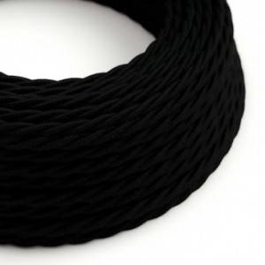 Stočený textilný elektrický kábel, bavlna, jednofarebný, TC04 Čierna