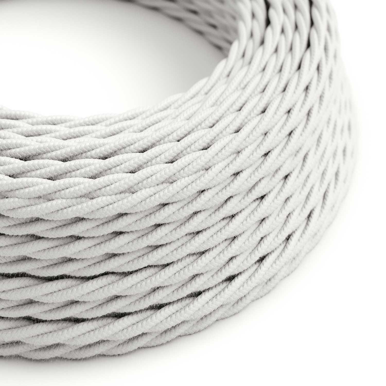 Stočený textilný elektrický kábel, bavlna, jednofarebný, TC01 Biela
