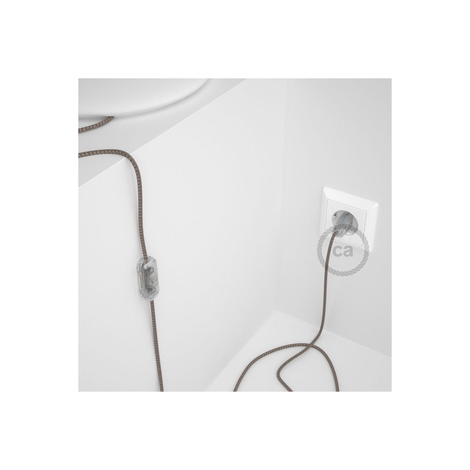 Napájací kábel pre stolnú lampu, RD63 Kosoštvorcový kôrový bavlneno - ľanový 1,80 m. Vyberte si farbu zástrčky a vypínača.