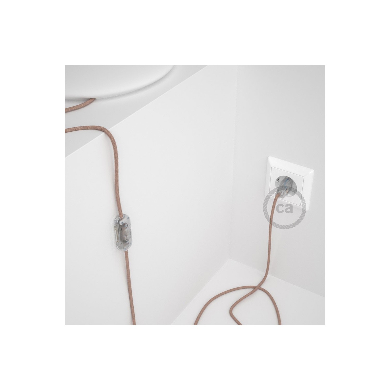 Napájací kábel pre stolnú lampu, RD71 Cik - cak staroružový bavlneno - ľanový 1,80 m. Vyberte si farbu zástrčky a vypínača.