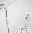Napájací kábel pre stolnú lampu, RD61 Kosoštvorcový staroružový bavlneno - ľanový 1,80 m. Vyberte si farbu zástrčky a vypínača.