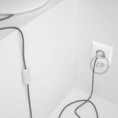 Napájací kábel pre stolnú lampu, RD51 Prúžkovaný staroružový bavlneno - ľanový 1,80 m. Vyberte si farbu zástrčky a vypínača.