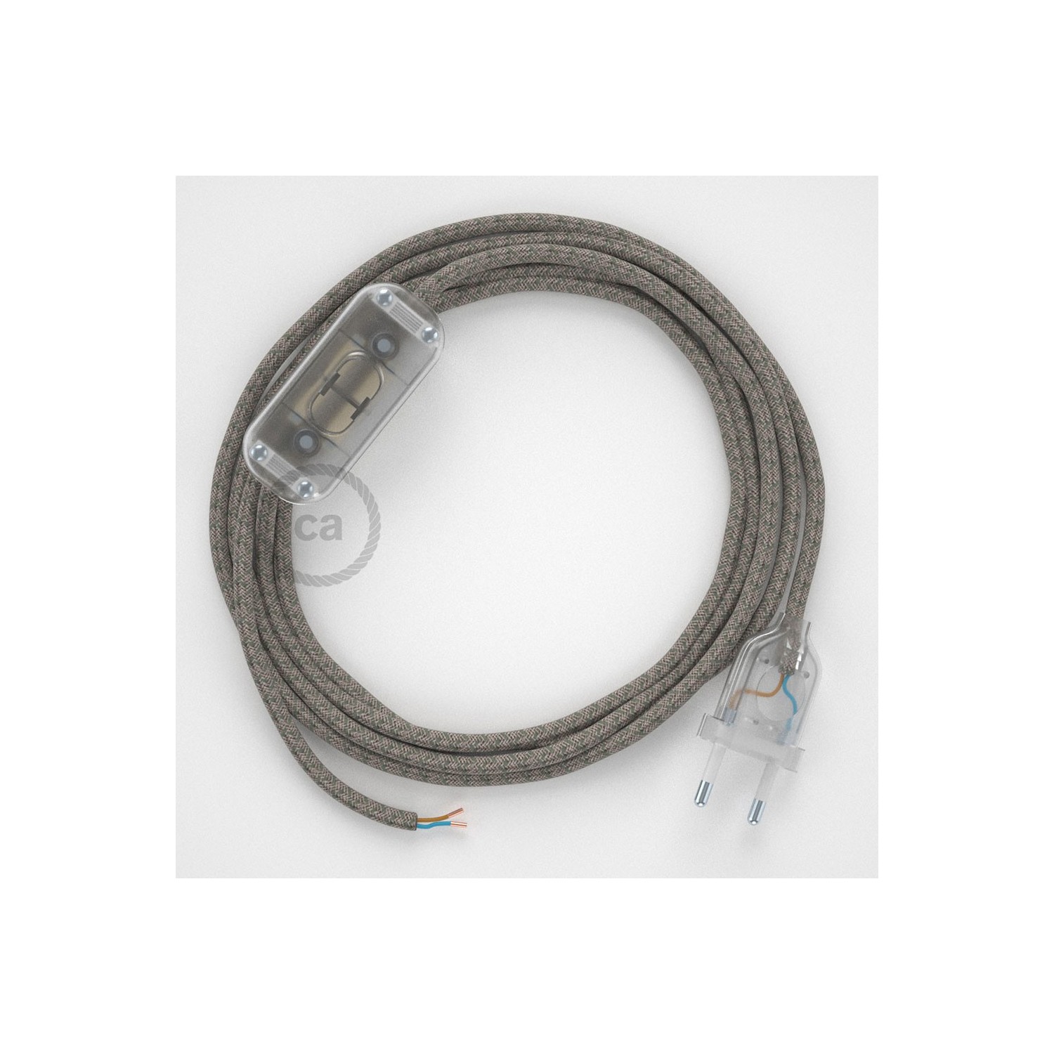Napájací kábel pre stolnú lampu, RD62 Kosoštvorcový tymiánový bavlneno - ľanový 1,80 m. Vyberte si farbu zástrčky a vypínača.