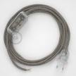 Napájací kábel pre stolnú lampu, RD62 Kosoštvorcový tymiánový bavlneno - ľanový 1,80 m. Vyberte si farbu zástrčky a vypínača.