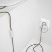 Napájací kábel pre stolnú lampu, RS82 Hnedý bavlneno - ľanový 1,80 m. Vyberte si farbu zástrčky a vypínača.