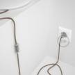 Napájací kábel pre stolnú lampu, RS82 Hnedý bavlneno - ľanový 1,80 m. Vyberte si farbu zástrčky a vypínača.