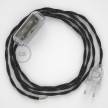 Napájací kábel pre stolnú lampu, TN03 Antracitový ľanový 1,80 m. Vyberte si farbu zástrčky a vypínača.