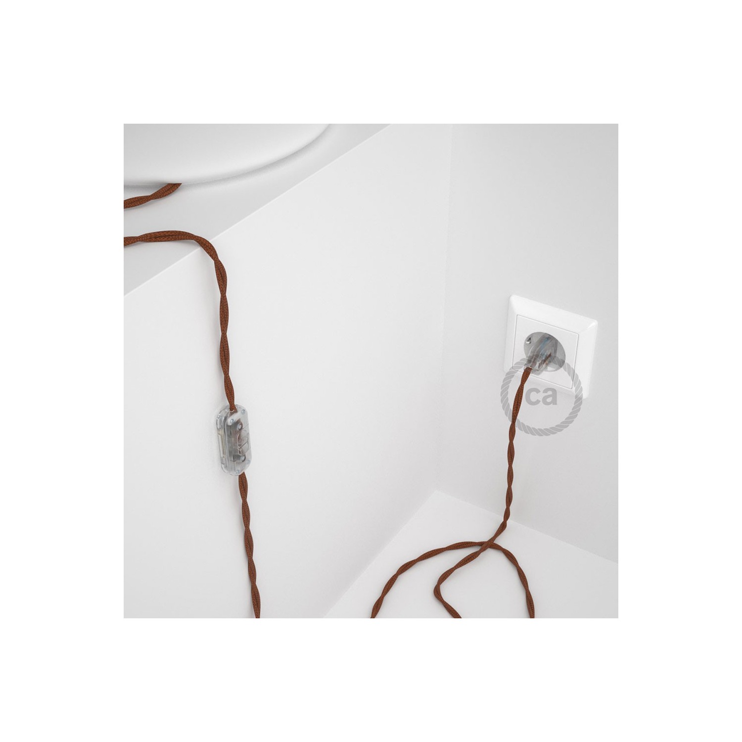 Napájací kábel pre stolnú lampu, TC23 Jelení hnedý bavlnený 1,80 m. Vyberte si farbu zástrčky a vypínača.