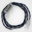 Napájací kábel pre stolnú lampu, TM20 Tmavo modrý hodvábny 1,80 m. Vyberte si farbu zástrčky a vypínača.