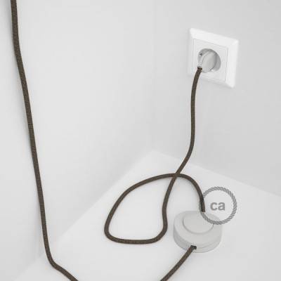 Napájací kábel pre podlahovú lampu, RD73 Cik - cak kôrový bavlneno - ľanový 3 m. Vyberte si farbu zástrčky a vypínača.