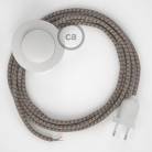 Napájací kábel pre podlahovú lampu, RD63 Kosoštvorcový kôrový bavlneno - ľanový 3 m. Vyberte si farbu zástrčky a vypínača.