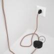 Napájací kábel pre podlahovú lampu, RD71 Cik - cak staroružový bavlneno - ľanový 3 m. Vyberte si farbu zástrčky a vypínača.