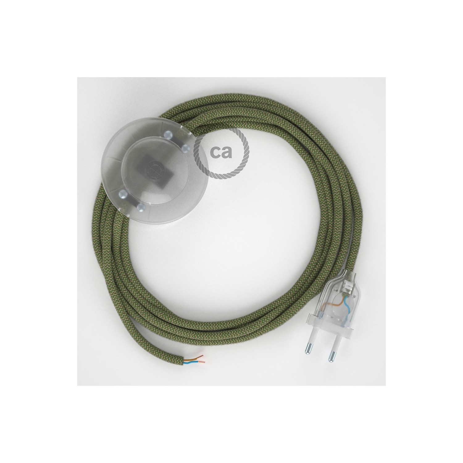 Napájací kábel pre podlahovú lampu, RD72 Prúžkovaný tymiánový bavlneno - ľanový 3 m. Vyberte si farbu zástrčky a vypínača.