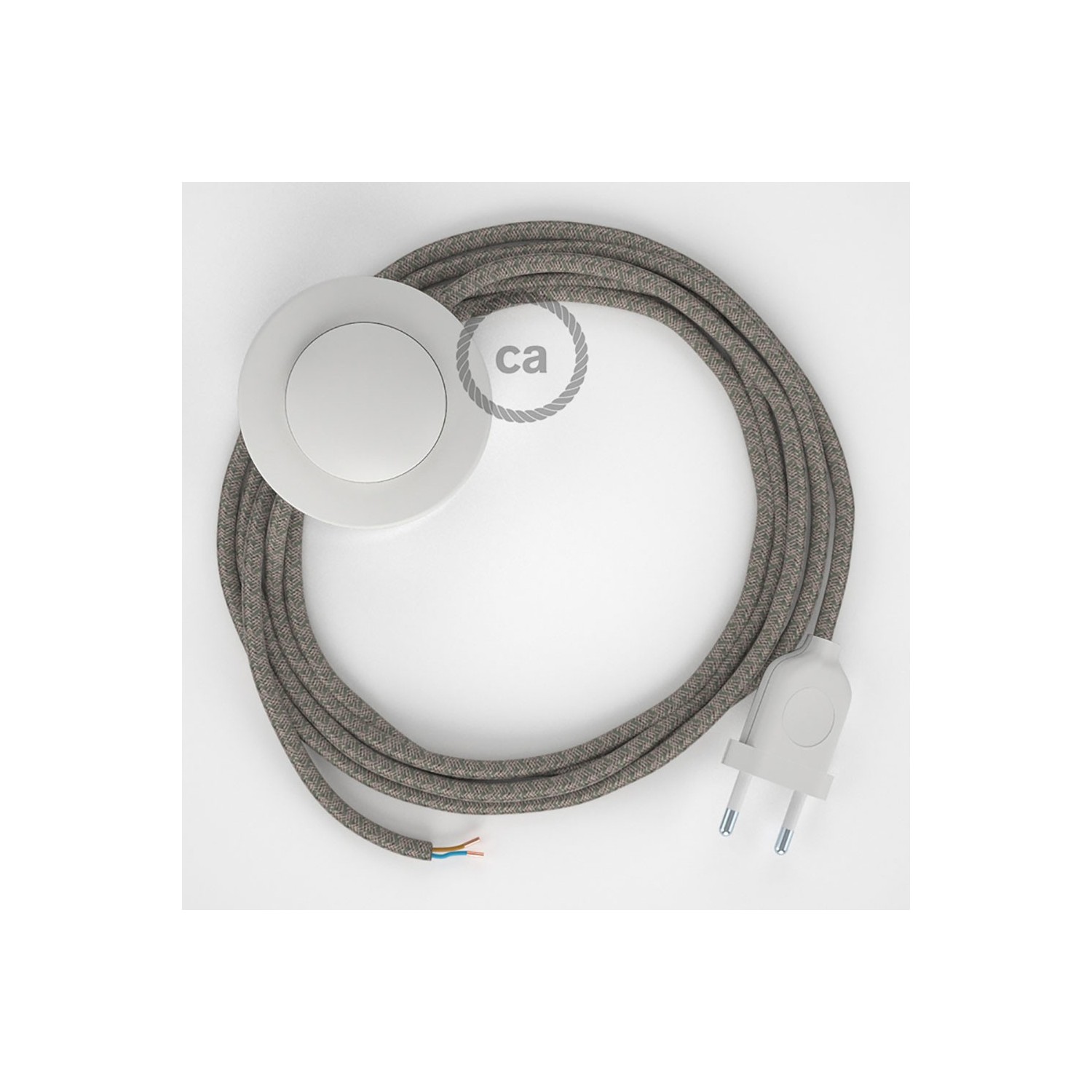 Napájací kábel pre podlahovú lampu, RD62 Kosoštvorcový tymiánový bavlneno - ľanový 3 m. Vyberte si farbu zástrčky a vypínača.