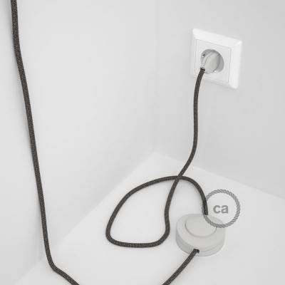 Napájací kábel pre podlahovú lampu, RD74 Cik - cak antracitový bavlneno - ľanový 3 m. Vyberte si farbu zástrčky a vypínača.