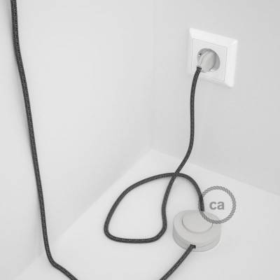 Napájací kábel pre podlahovú lampu, RS81 Čierny bavlneno - ľanový 3 m. Vyberte si farbu zástrčky a vypínača.