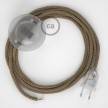 Napájací kábel pre podlahovú lampu, RS82 Hnedý bavlneno - ľanový 3 m. Vyberte si farbu zástrčky a vypínača.